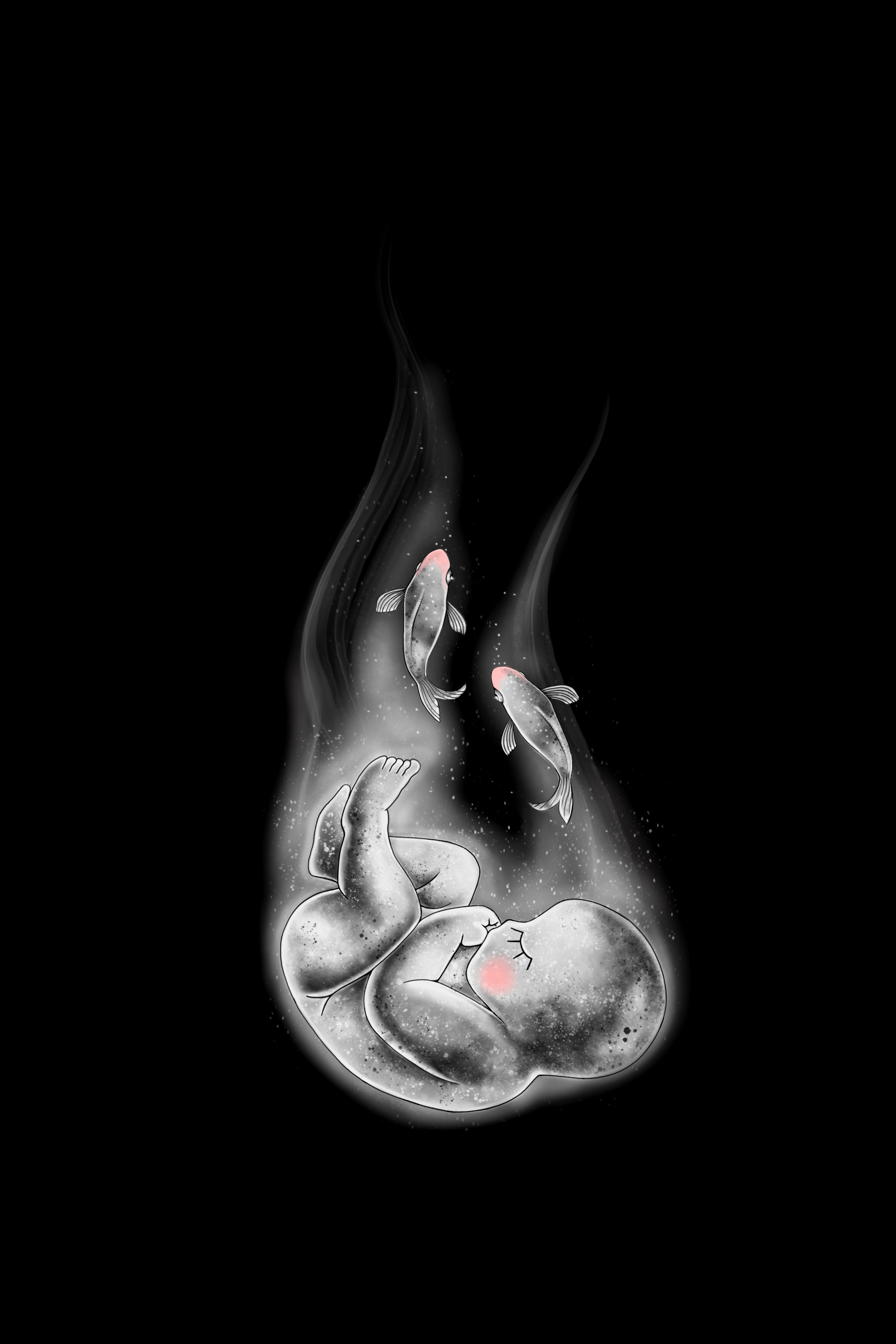 The comforting stillness of the dark, a flat space where the noise of the world is muted, there is no distance, and yet nothing can touch you. You are alone together with yourself, watching, feeling, waiting, drifting.