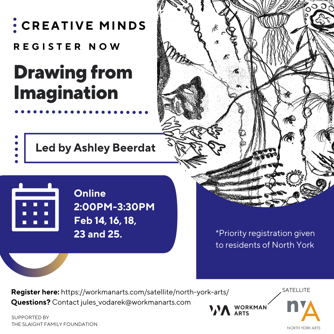 Creative Minds Drawing From Imagination Workshop Poster