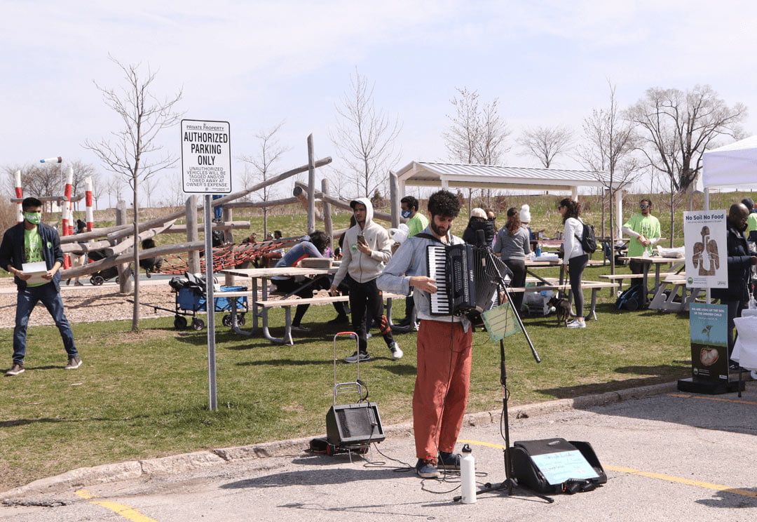 An image of a man playing the accordion in the park