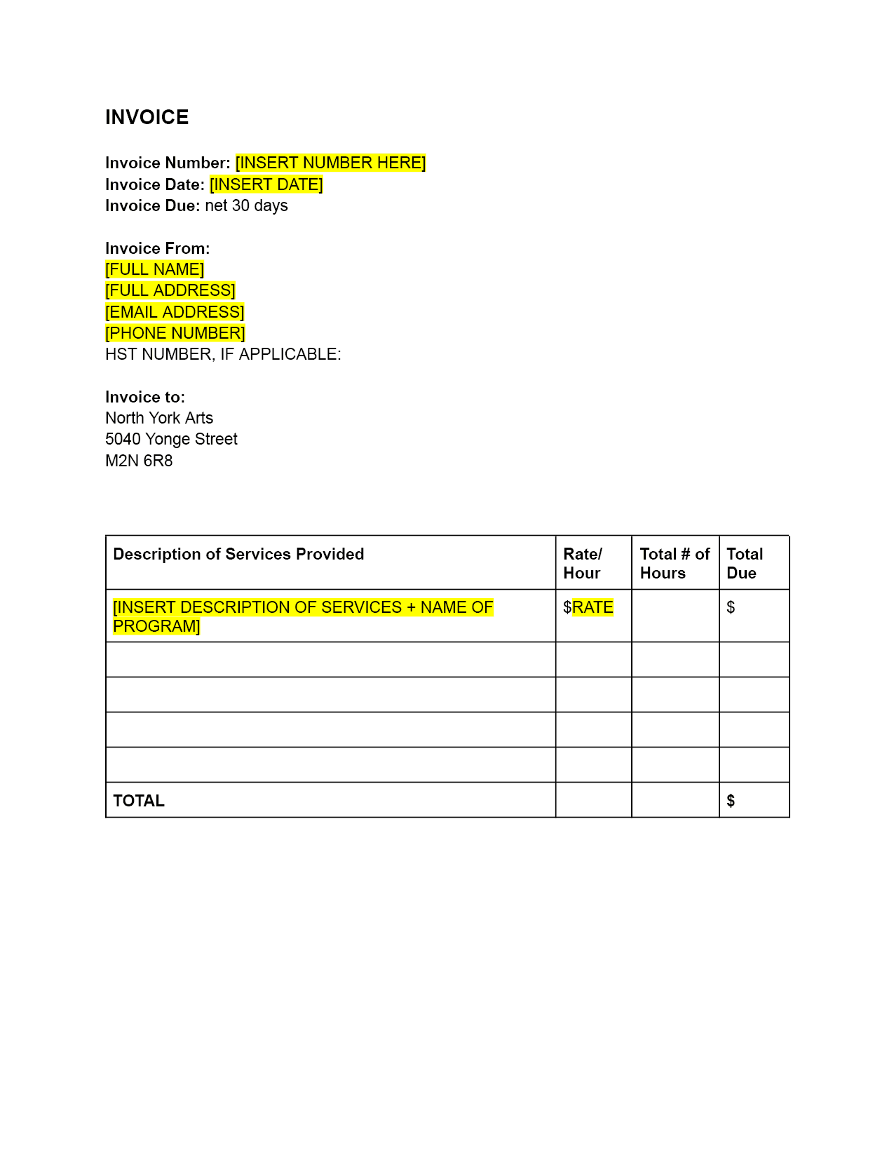 INVOICE TEMPLATE