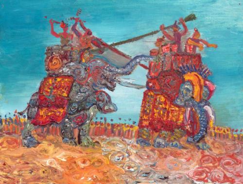 "The Epirota Phalanx", 2019, Oil on Canvas, 9 by 12 inches, Ashley Beerdat